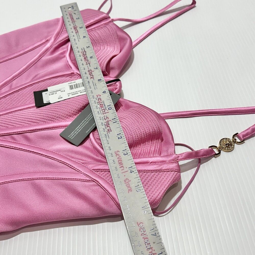 NWT Versace Mini Dress IT 42 US 6 Runway 2022 Medusa Corset Satin Pink $7,395 - Picture 11 of 16